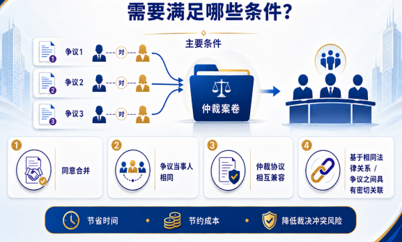 仲裁程序中合并多个争议案件为同一仲裁案件应具备哪些条件？