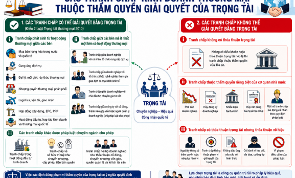 CÁC TRANH CHẤP KINH DOANH THƯƠNG MẠI THUỘC THẨM QUYỀN GIẢI QUYẾT CỦA TRỌNG TÀI